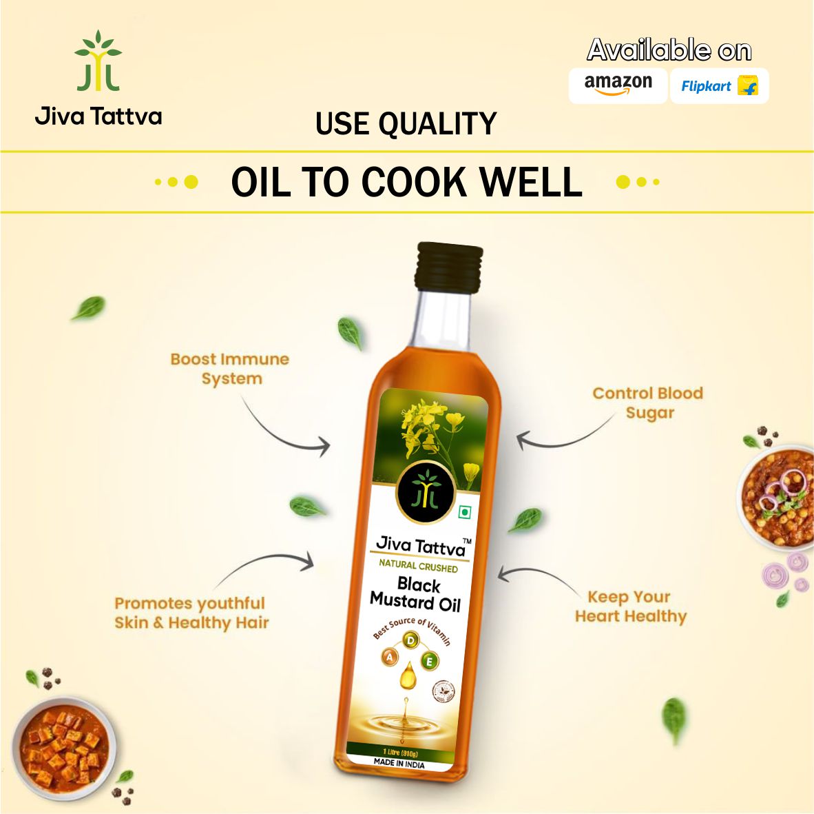 Jiva Tattva Black Mustard Oil: A Bold Burst of Flavor